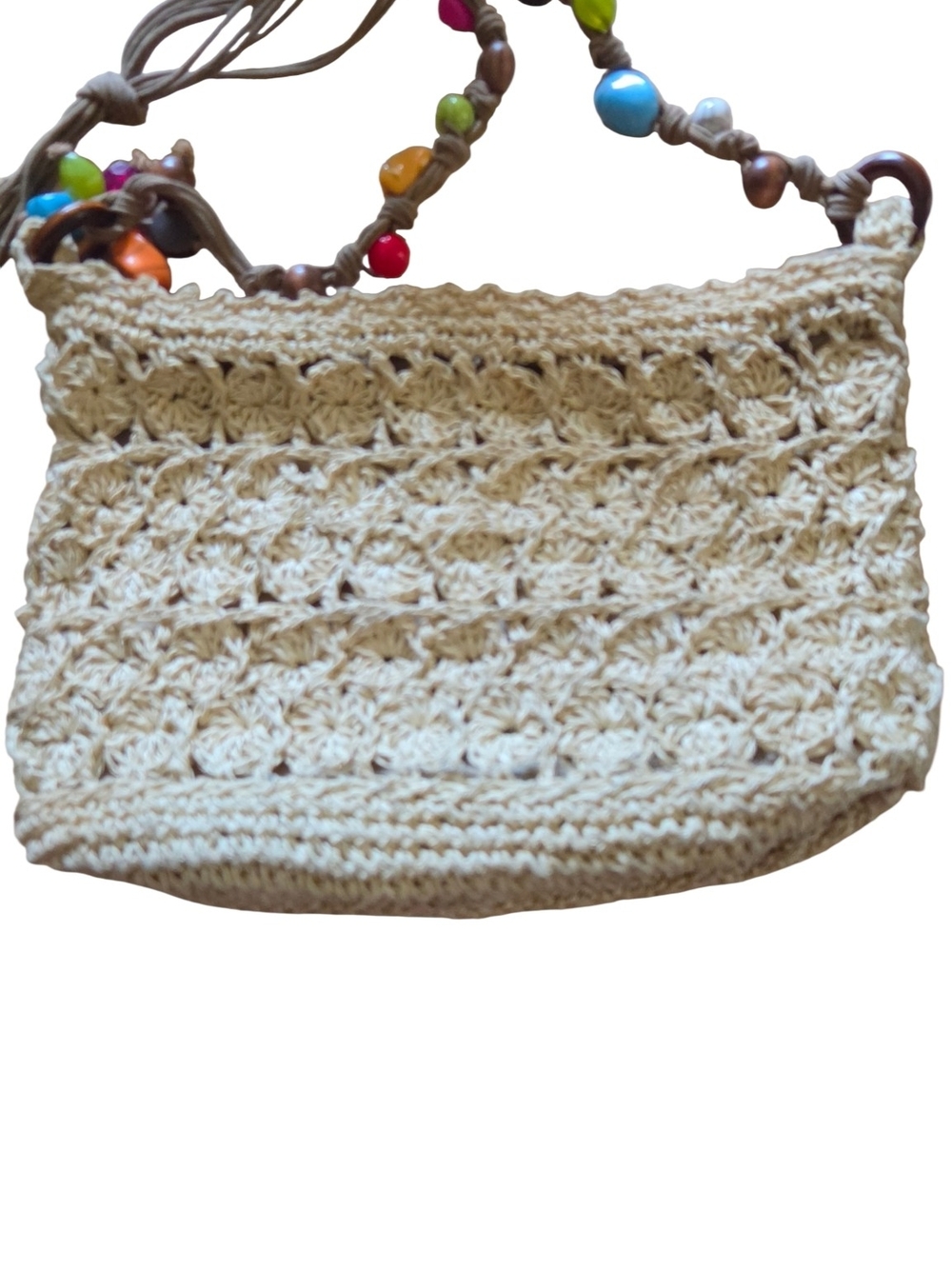 Cappelli Straworld Cream Crochet Hobo with Colorful Beaded Strap
